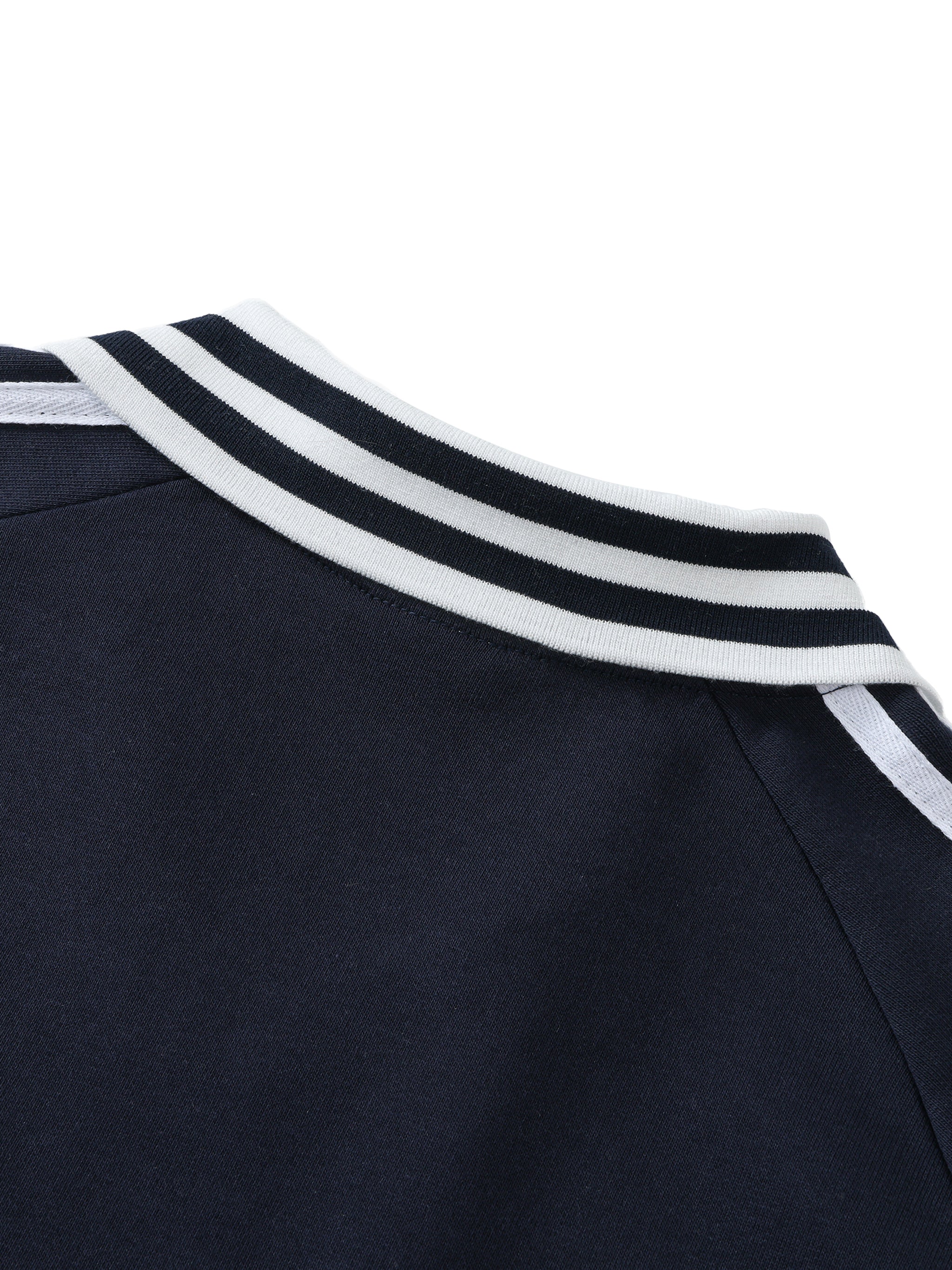 Contrast Striped Lapel Collar Sweatshirt